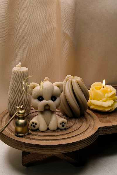 مجموعه 3 عددی شمع سگ و استوانه شاردار و گوی ساحل رنگ نود