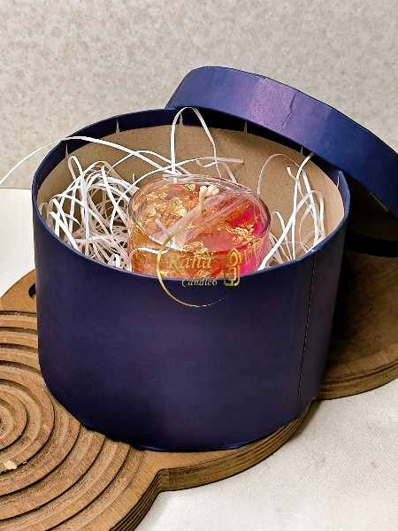 شمع لیوانی ژله ای طلایی صورتی رهاکندل6 رها مال