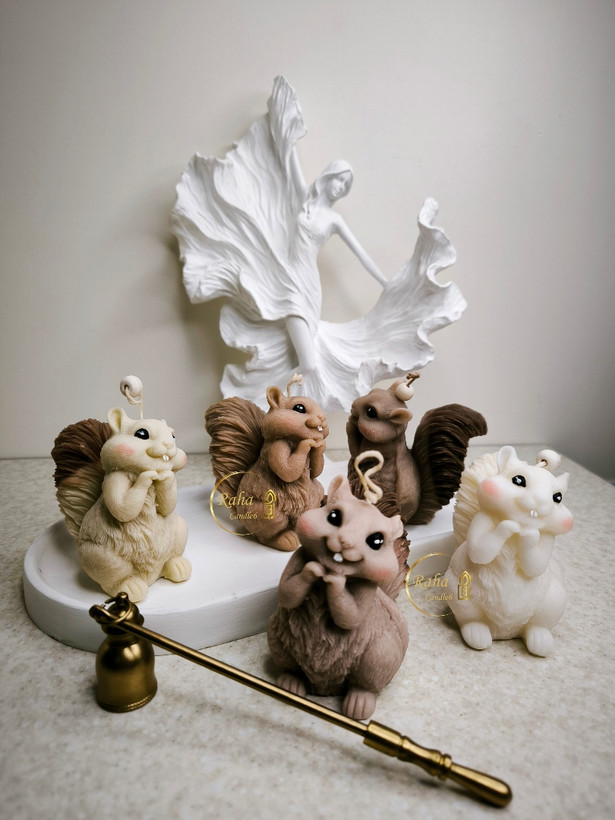 شمع دستساز طرح سنجاب از پارافین درجه یک، با طراحی فانتزی و الهامگرفته از جنگل – رها کندل۶