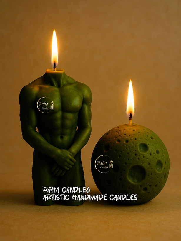 مجموعه دو عددی شمع فیگور هرکول و ماه سبز رها کندل۶