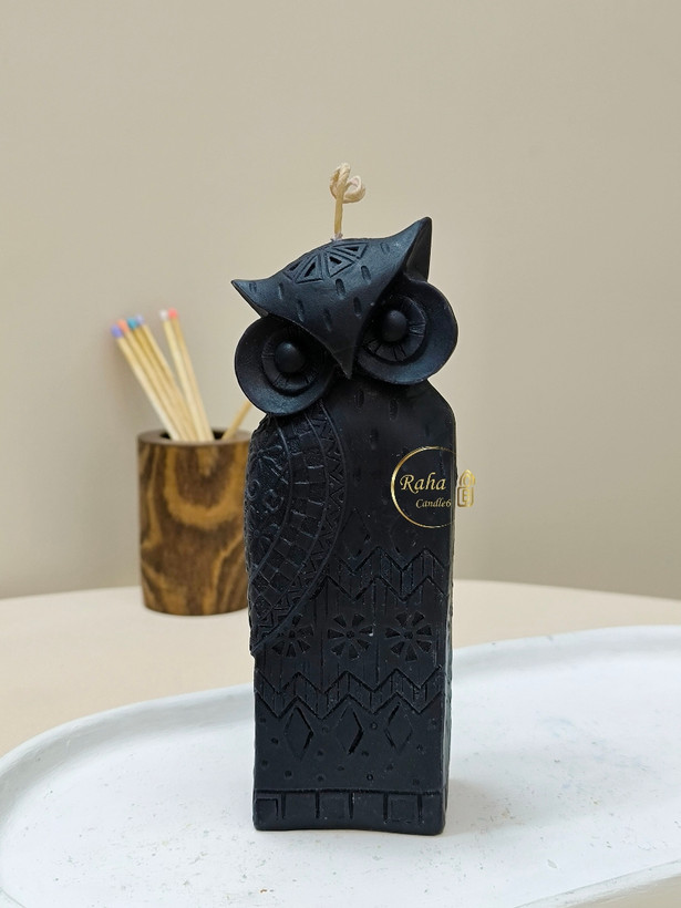 شمعهای دکوراتیو جغد اشرافی بهصورت ست دوعدده در رنگهای تیره و جذاب