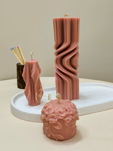 مجموعه شمع استوانهای ماینر، مارسلا و گیسو دستساز رها کندل۶