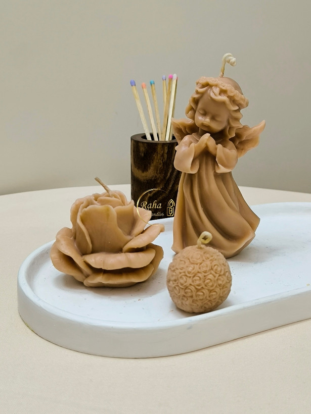 شمعهای فانتزی و دستساز با طرح فرشته، هرکول، گل و ماه رها مال