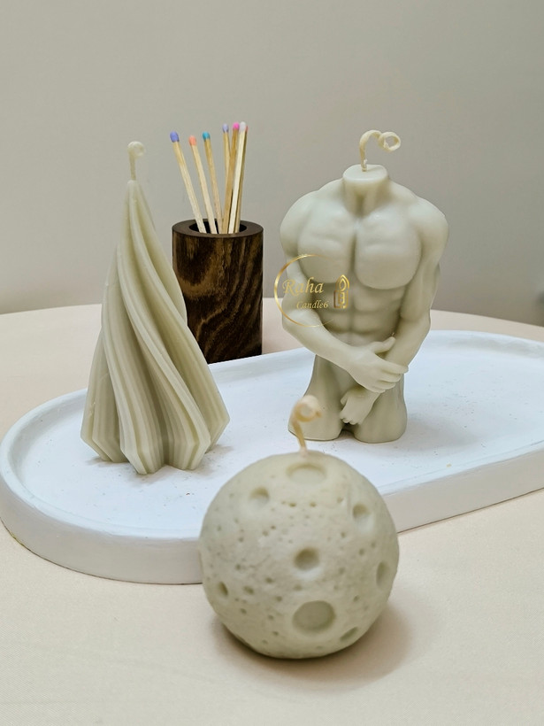 ست شمع دکوراتیو شامل هرکول، فرشته، گل و ماه برای هدیه و دکور رها مال