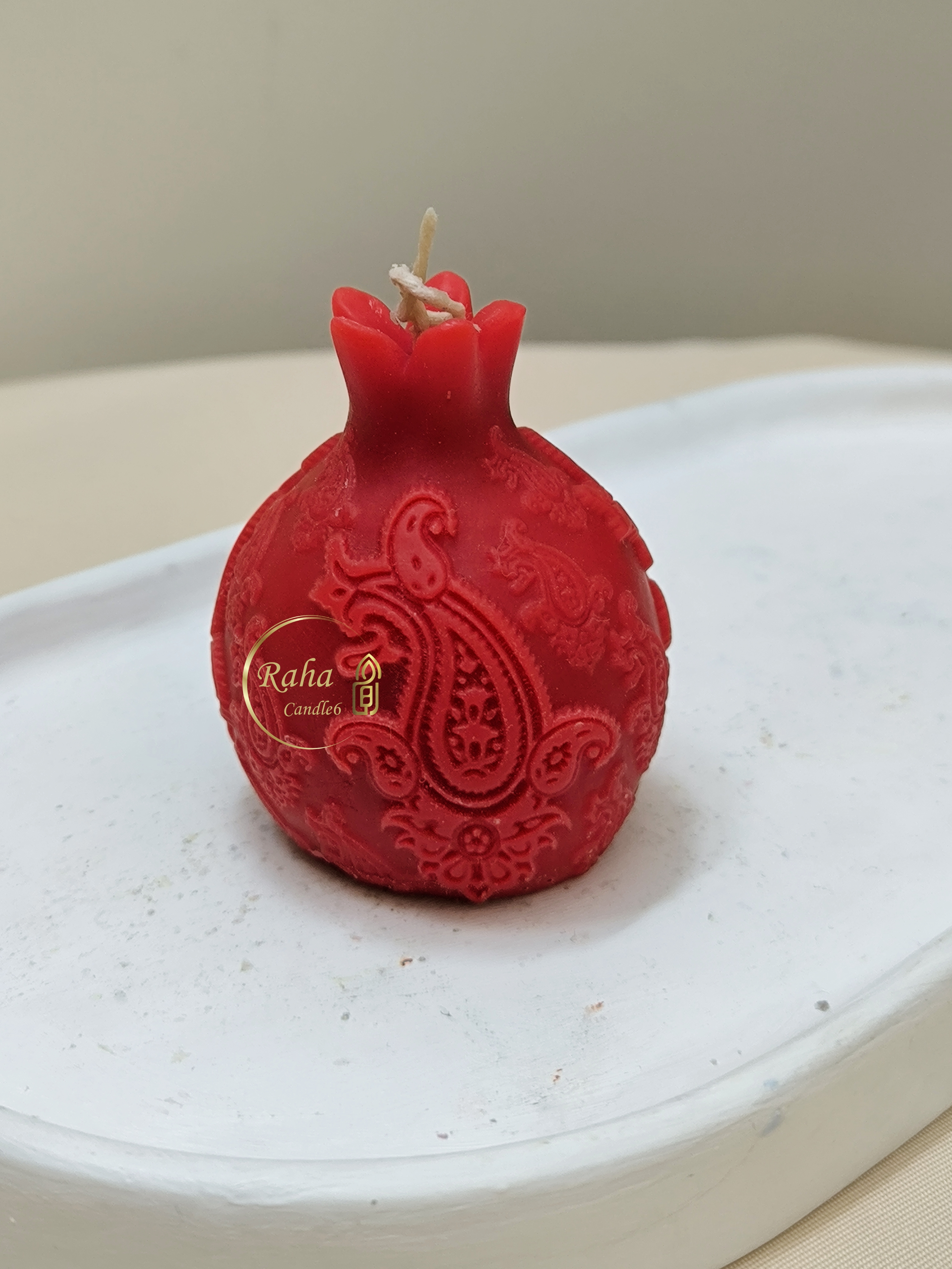 شمع اناد ۷ سانتی قرمز با طرح بتجقه ویژه یلدا